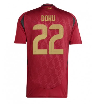 Belgien Jeremy Doku #22 Hemmatröja EM 2024 Kortärmad